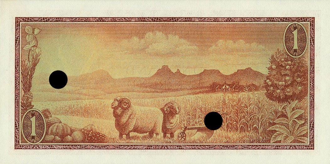 Back of South Africa p109s1: 1 Rand from 1966
