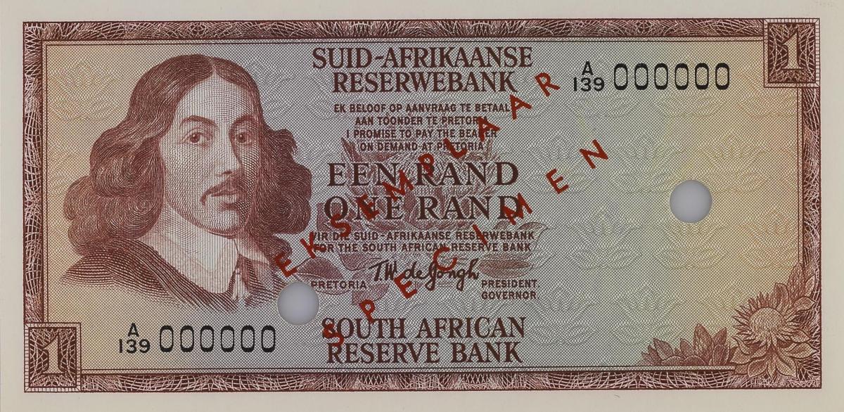 Front of South Africa p110s2: 1 Rand from 1967