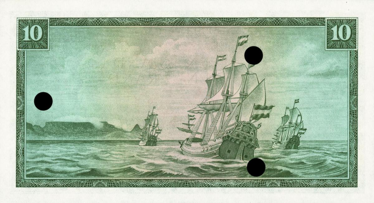 Back of South Africa p113s1: 10 Rand from 1966