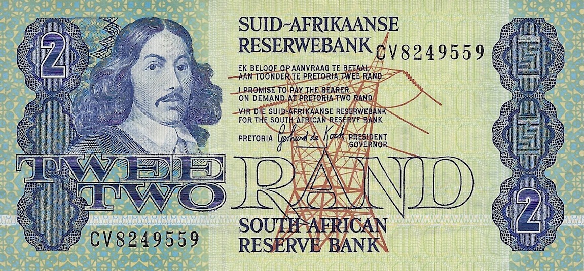 Front of South Africa p118d: 2 Rand from 1983