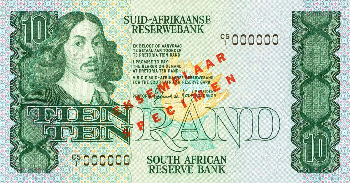Front of South Africa p120s: 10 Rand from 1978