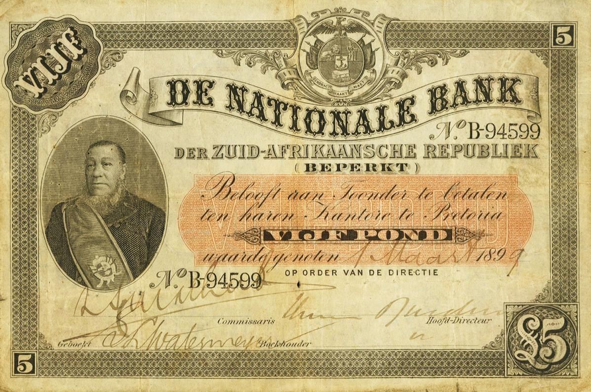 Front of South Africa p49a: 5 Pond from 1891