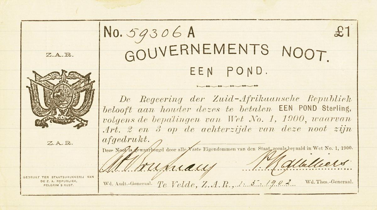 Front of South Africa p66: 1 Pound from 1902