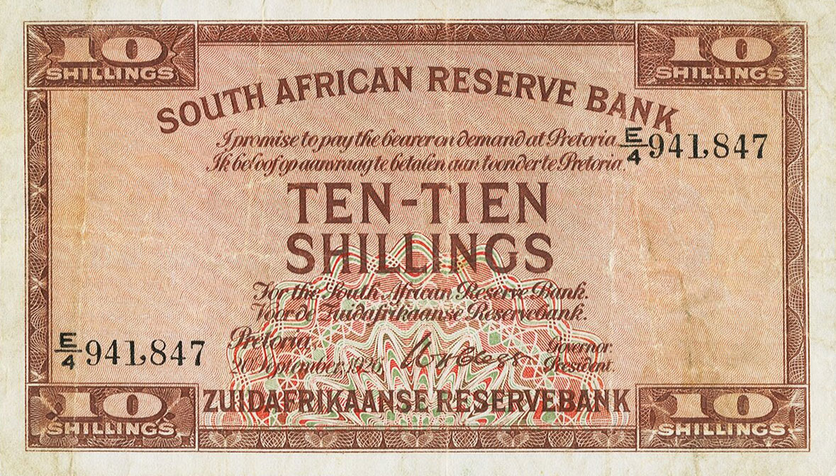 Front of South Africa p79: 10 Shillings from 1926