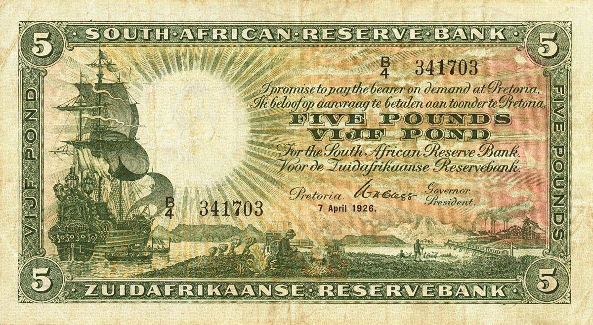 Front of South Africa p81: 5 Pounds from 1926