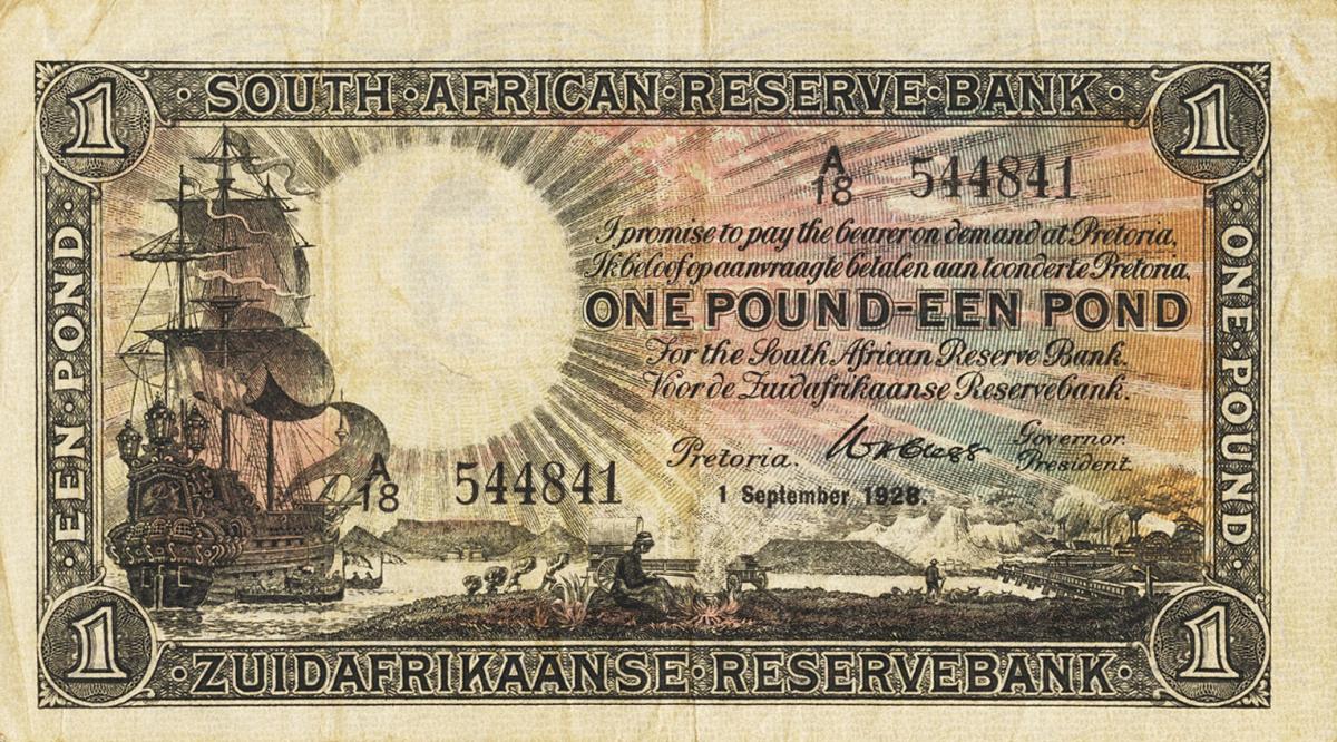 Front of South Africa p83: 1 Pound from 1928
