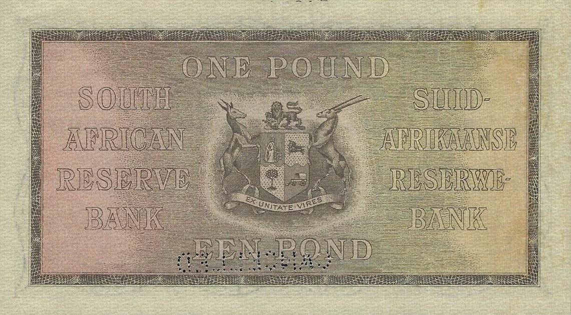 Back of South Africa p84s: 1 Pound from 1928