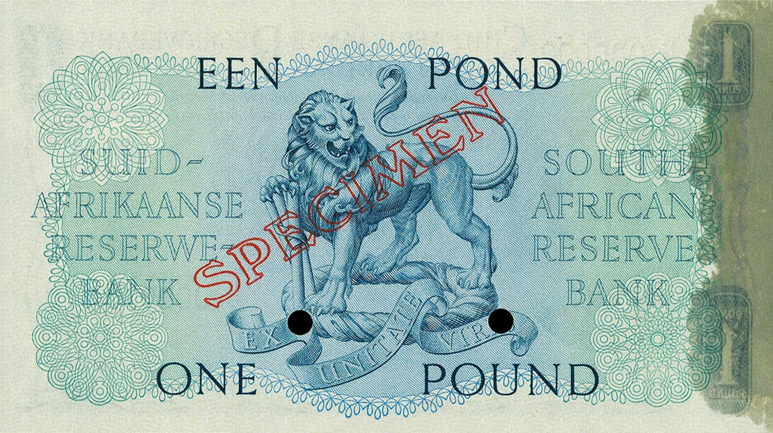 Back of South Africa p93s: 1 Pound from 1949