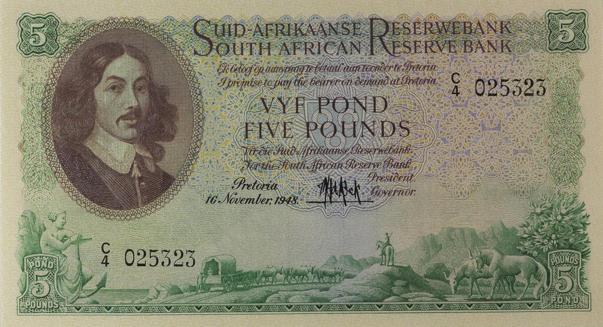Front of South Africa p95: 5 Pounds from 1948