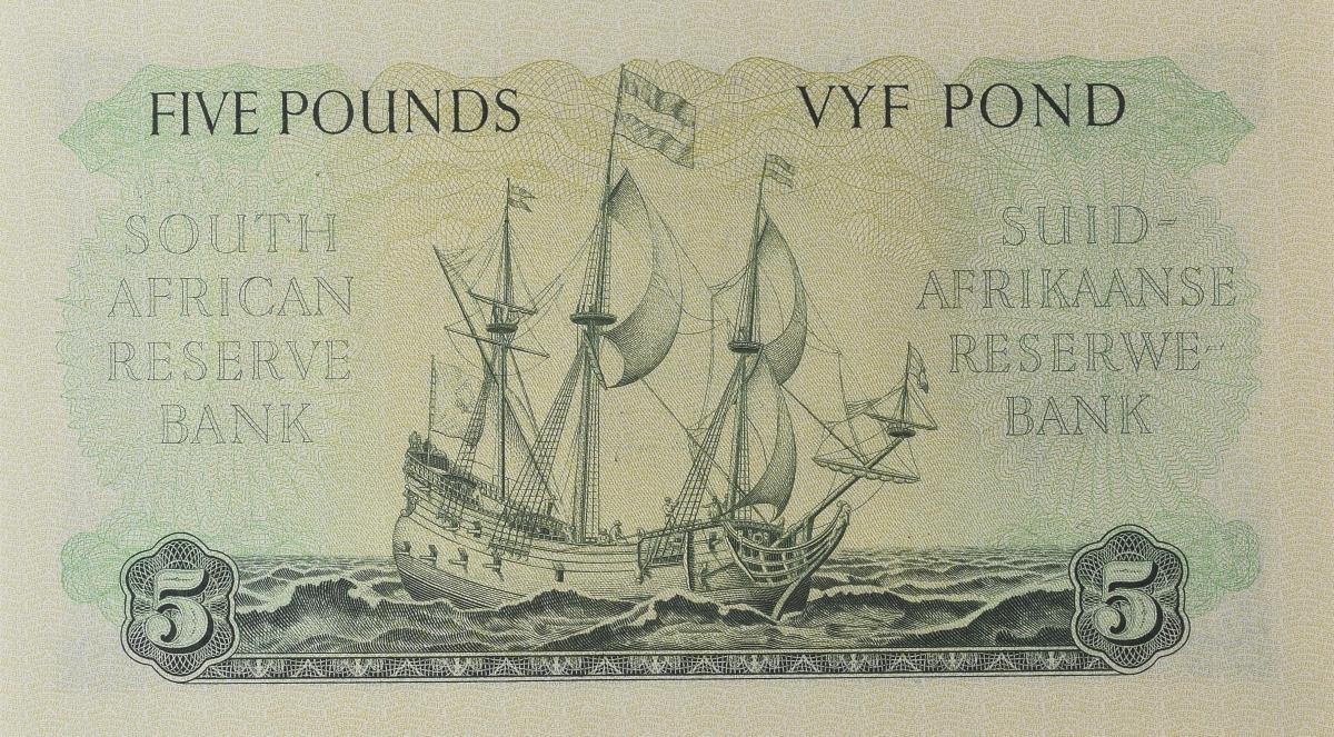 Back of South Africa p96a: 5 Pounds from 1950