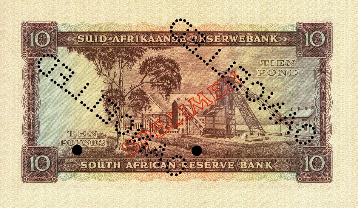 Back of South Africa p98s: 10 Pounds from 1952