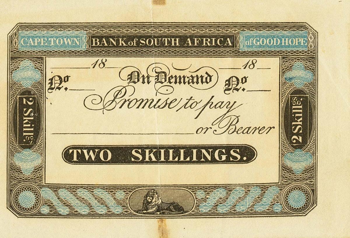 Front of South Africa pS131r: 2 Skillings from 1830