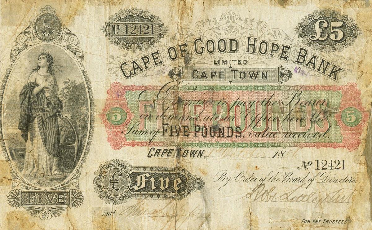 Front of South Africa pS176a: 5 Pounds from 1800