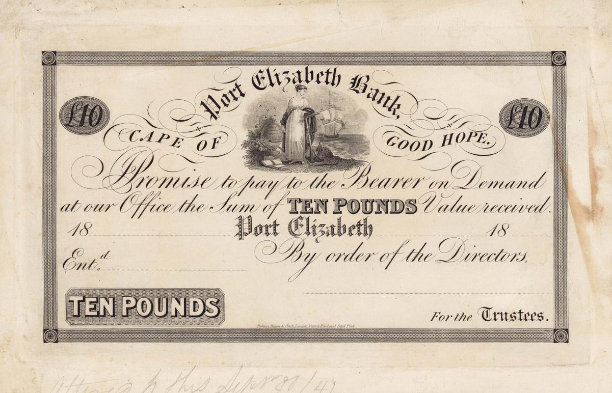 Front of South Africa pS242r: 10 Pounds from 1871