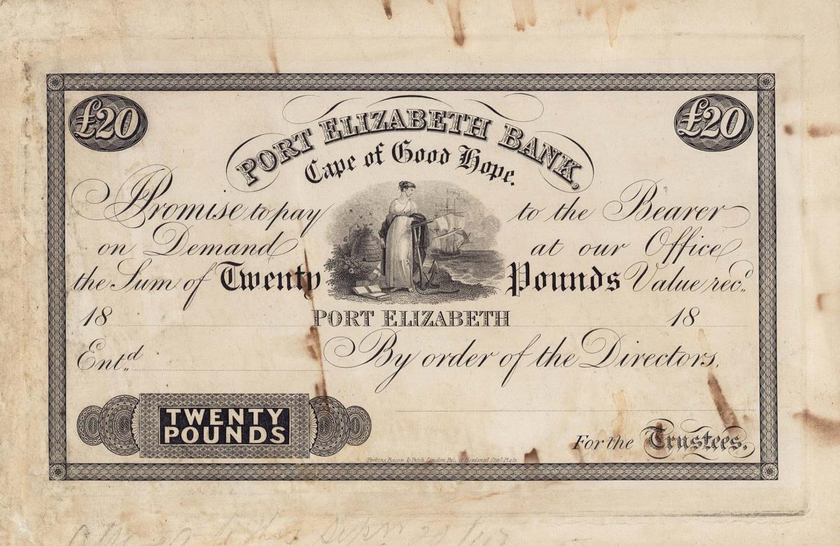 Front of South Africa pS243r: 20 Pounds from 1857