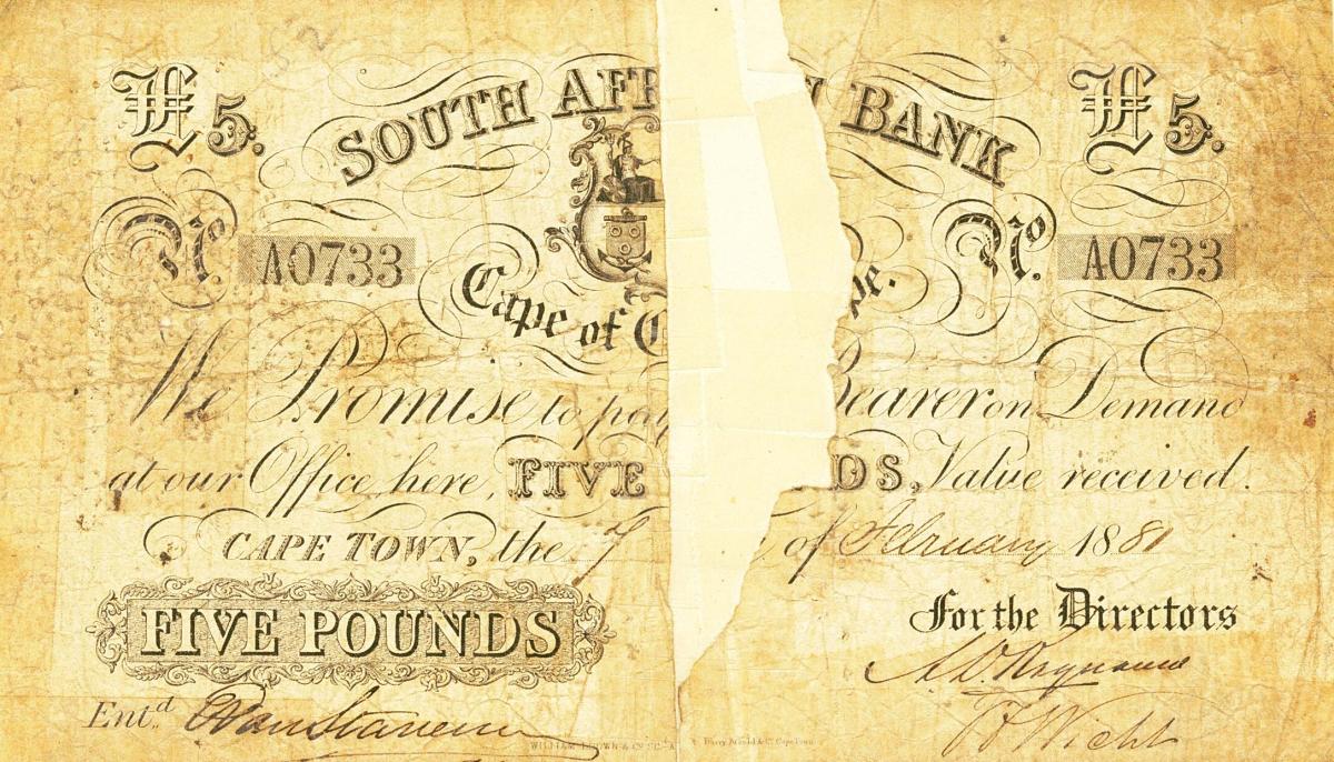 Front of South Africa pS261: 5 Pounds from 1881