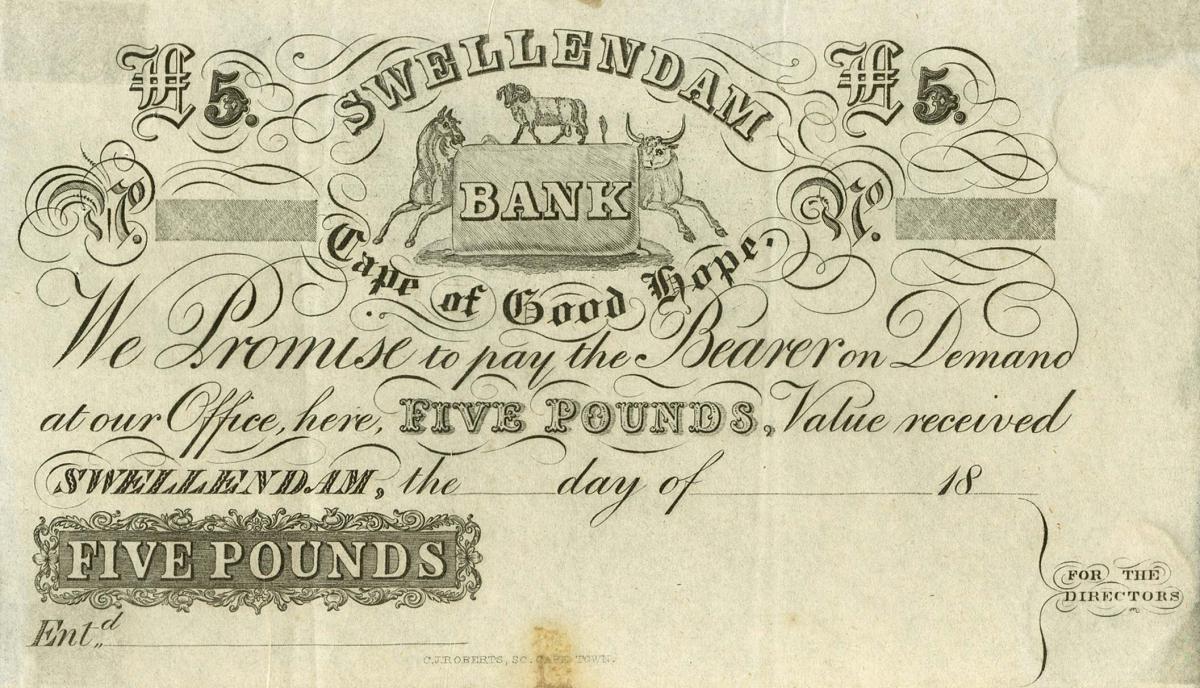 Front of South Africa pS286r: 5 Pounds from 1860