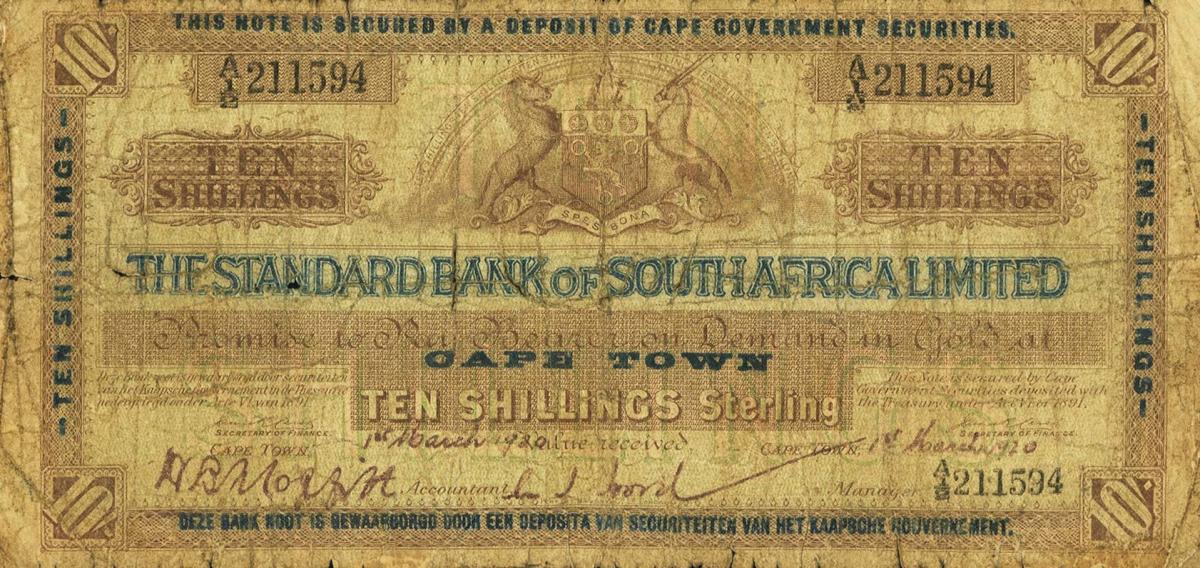Front of South Africa pS351: 10 Shillings from 1917