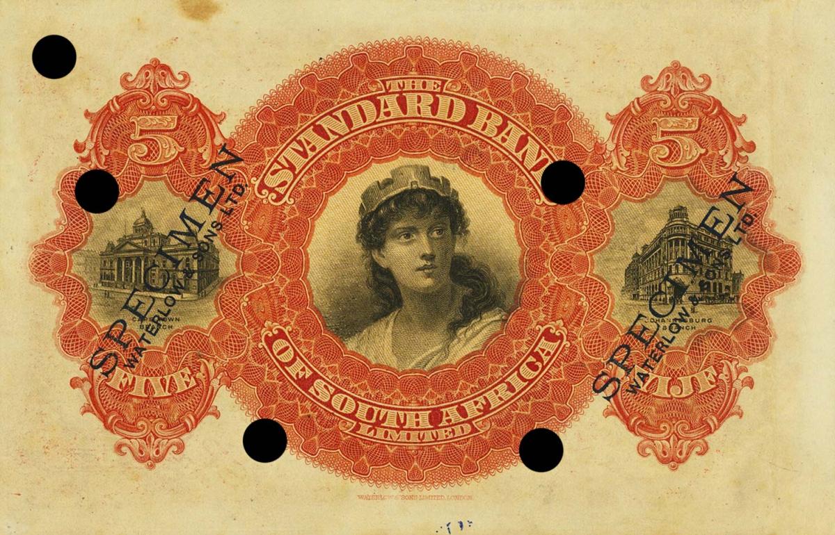 Back of South Africa pS423ct: 5 Pounds from 1918