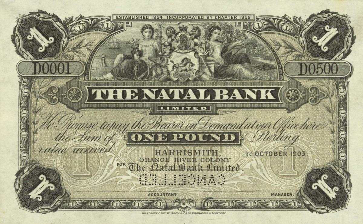 Front of South Africa pS466s: 1 Pound from 1906