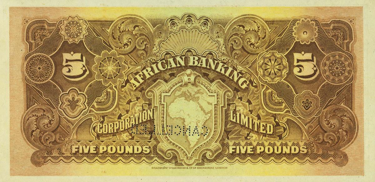 Back of South Africa pS473s: 5 Pounds from 1910