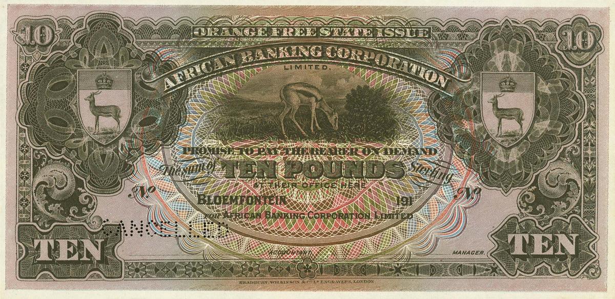 Front of South Africa pS474p: 10 Pounds from 1900