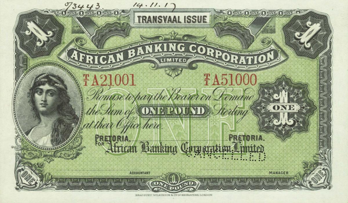 Front of South Africa pS552ct: 1 Pound from 1900