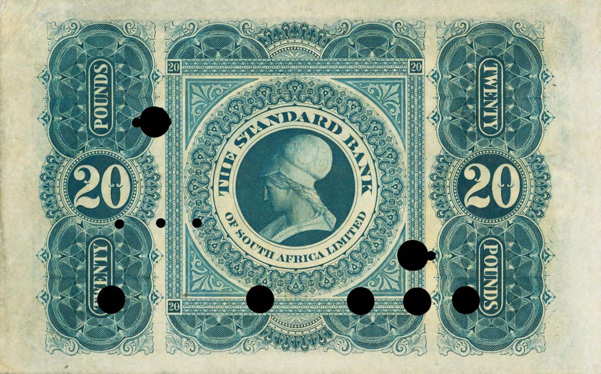 Back of South Africa pS584s: 20 Pounds from 1896