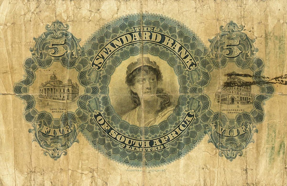 Back of South Africa pS587: 5 Pounds from 1900