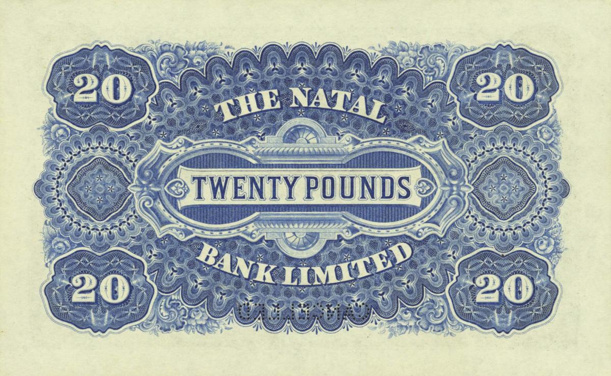 Back of South Africa pS615s: 20 Pounds from 1900