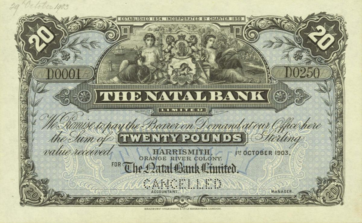 Front of South Africa pS615s: 20 Pounds from 1900