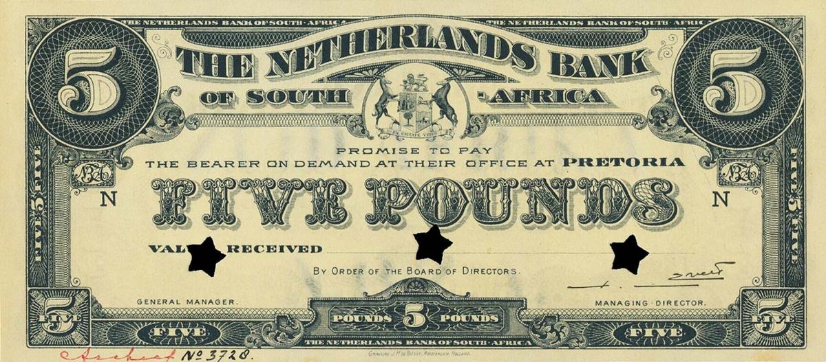 Front of South Africa pS634s: 5 Pond from 1920