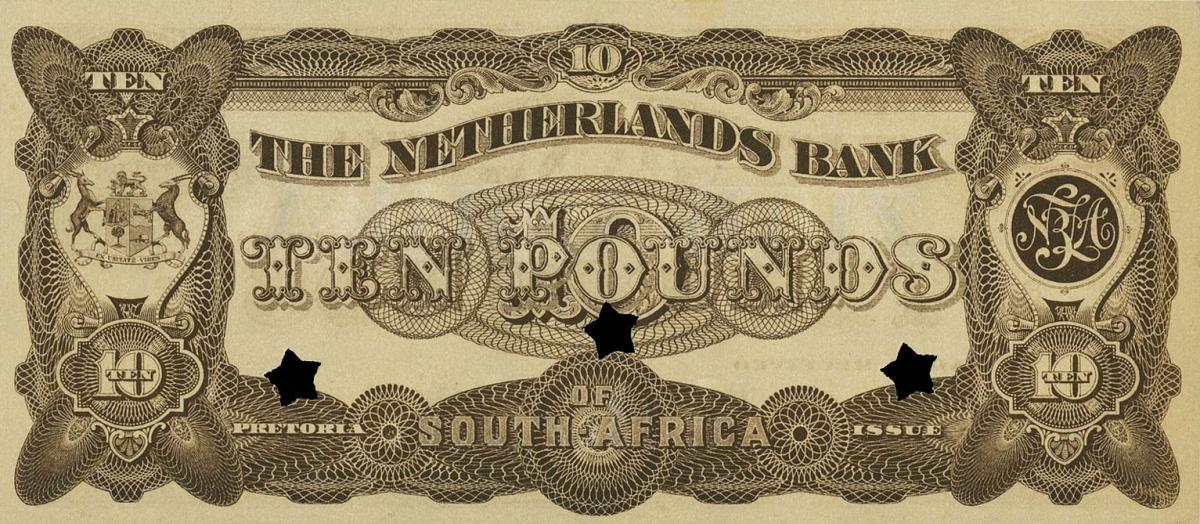 Back of South Africa pS636: 10 Pounds from 1920