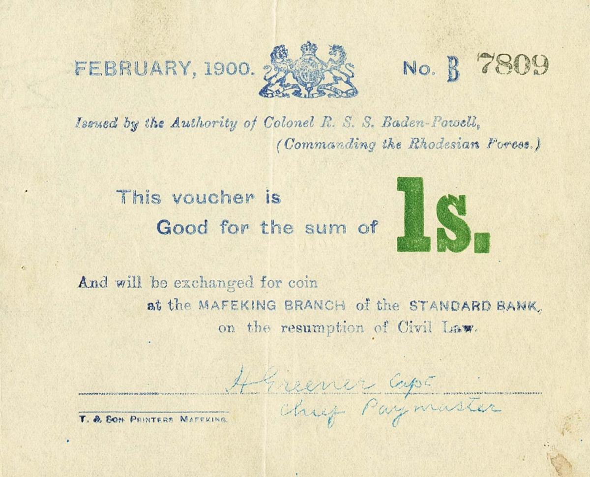 Front of South Africa pS651b: 1 Shilling from 1900