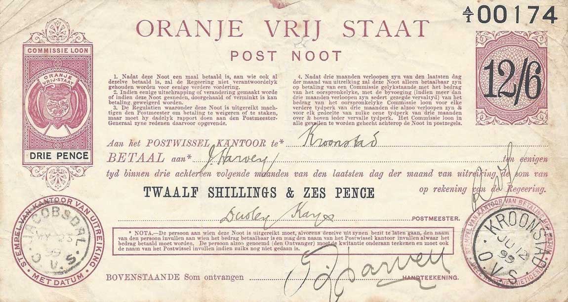 Front of South Africa pS686a: 12 Shillings from 1900