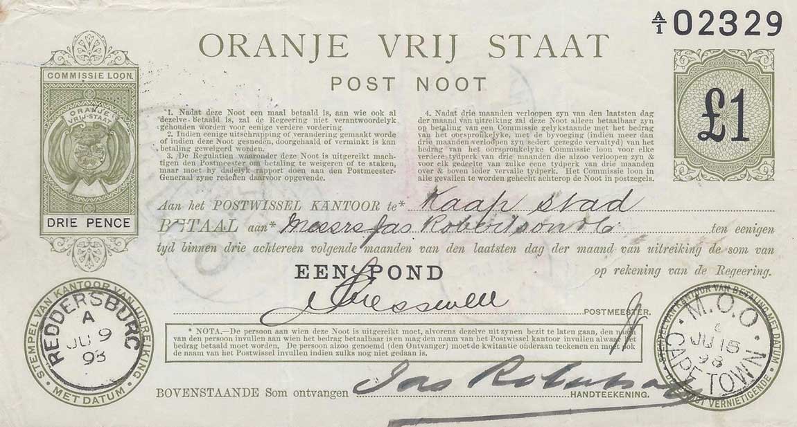 Front of South Africa pS689b: 1 Pound from 1900