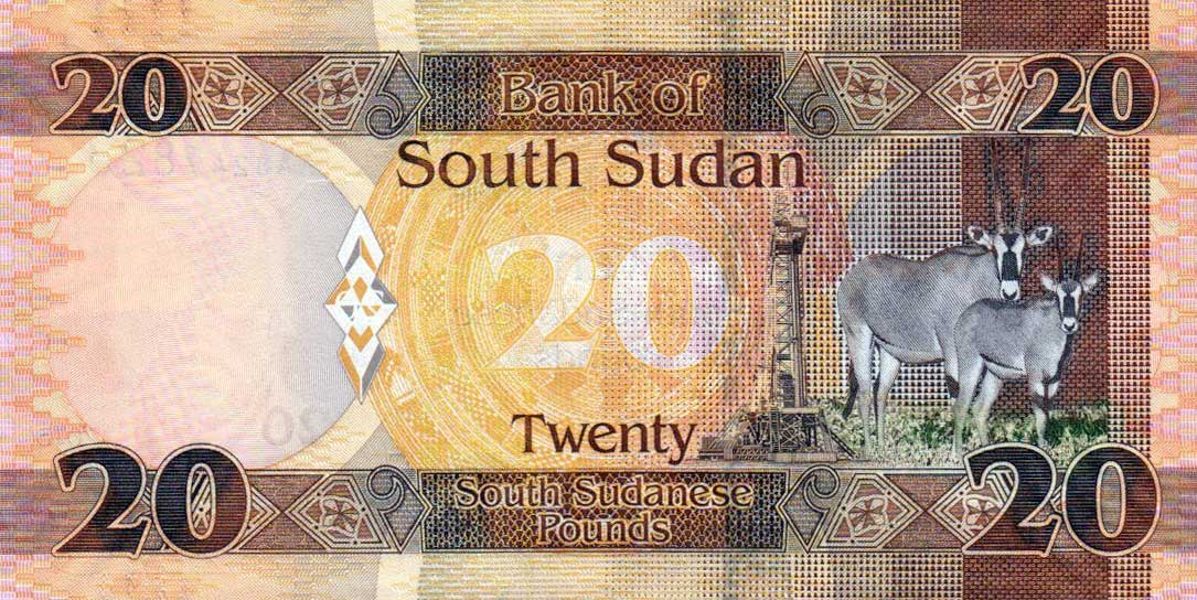 Back of South Sudan p13a: 20 Pounds from 2015
