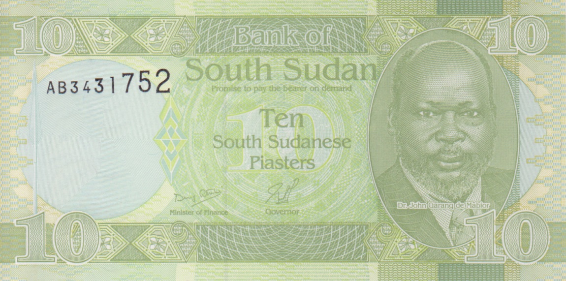 Front of South Sudan p2: 10 Piaster from 2011
