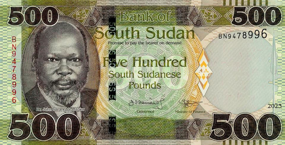 Front of South Sudan p16d: 500 Pounds from 2023