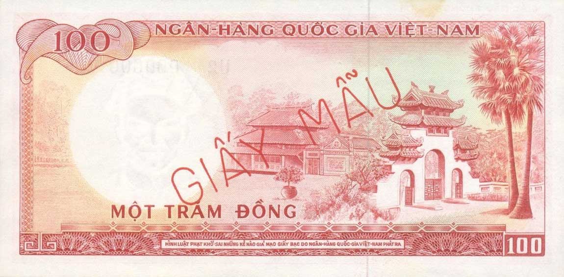 Back of Vietnam, South p19s2: 100 Dong from 1966