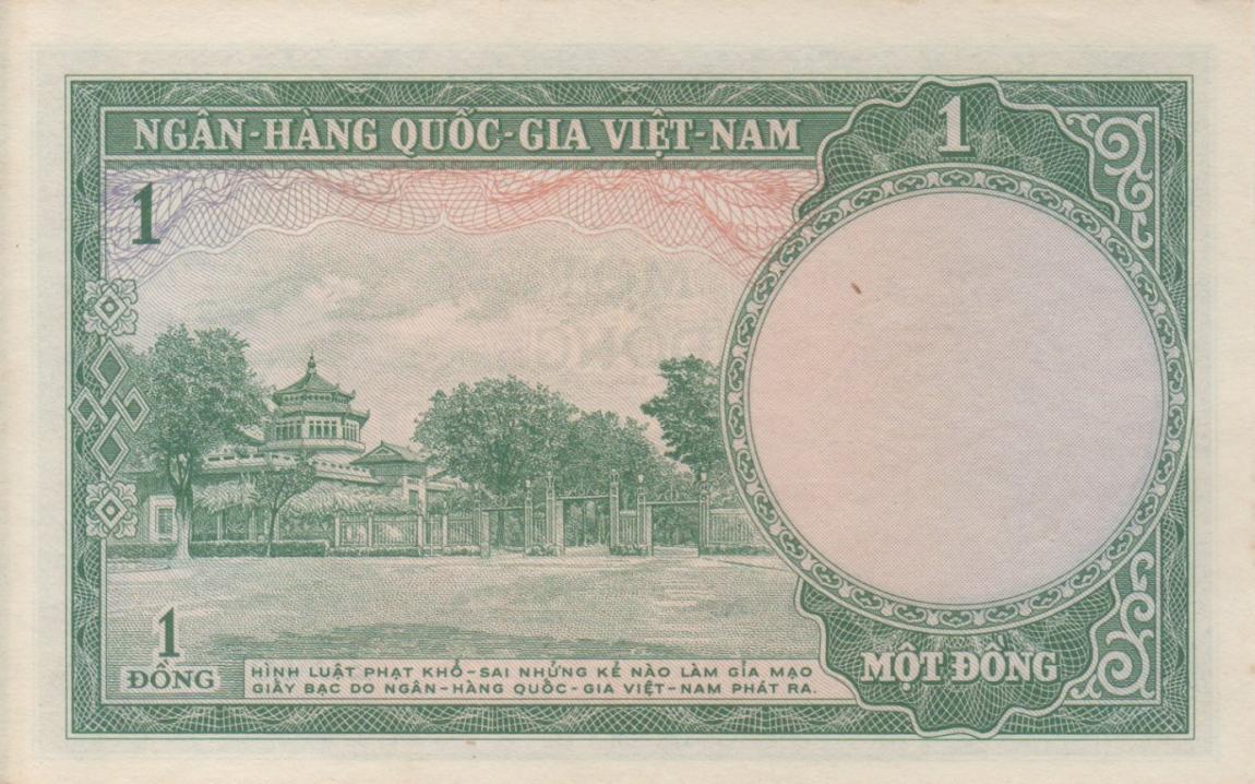 Back of Vietnam, South p1a: 1 Dong from 1956
