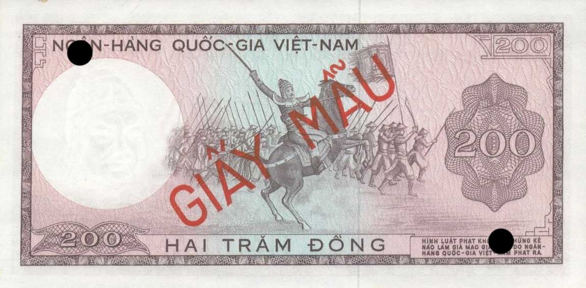 Back of Vietnam, South p20s2: 200 Dong from 1966