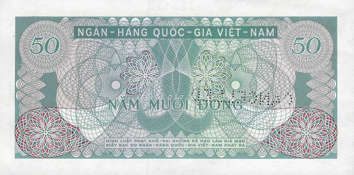 Back of Vietnam, South p25s: 50 Dong from 1969