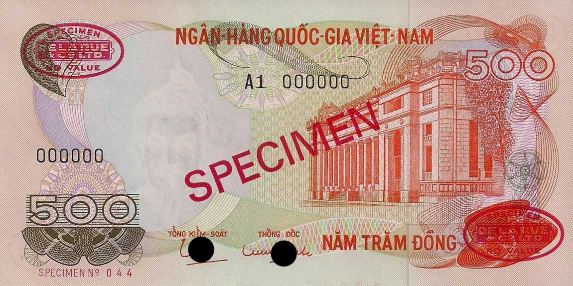 Front of Vietnam, South p28s: 500 Dong from 1970