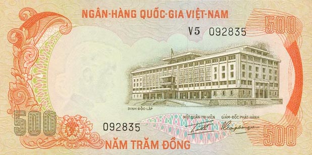 Front of Vietnam, South p33a: 500 Dong from 1972