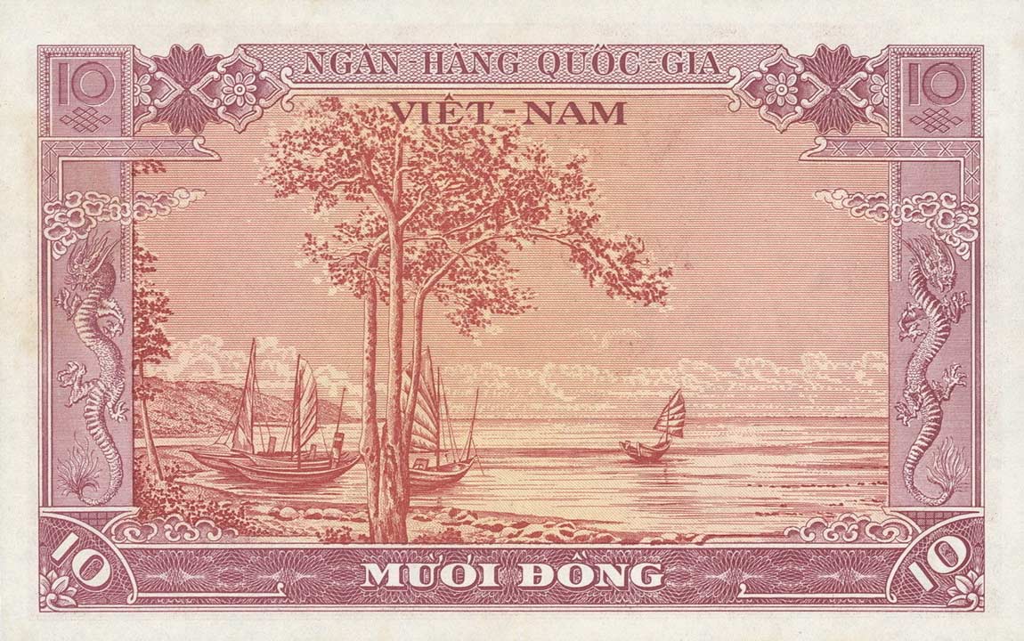 Back of Vietnam, South p3a: 10 Dong from 1955