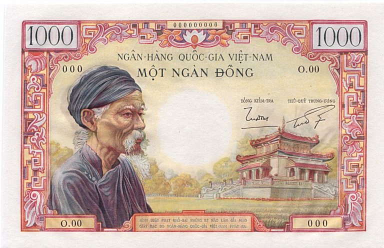 Front of Vietnam, South p4Ap: 1000 Dong from 1955