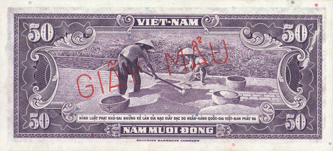 Back of Vietnam, South p7s: 50 Dong from 1956