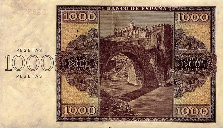 Back of Spain p103a: 1000 Pesetas from 1936