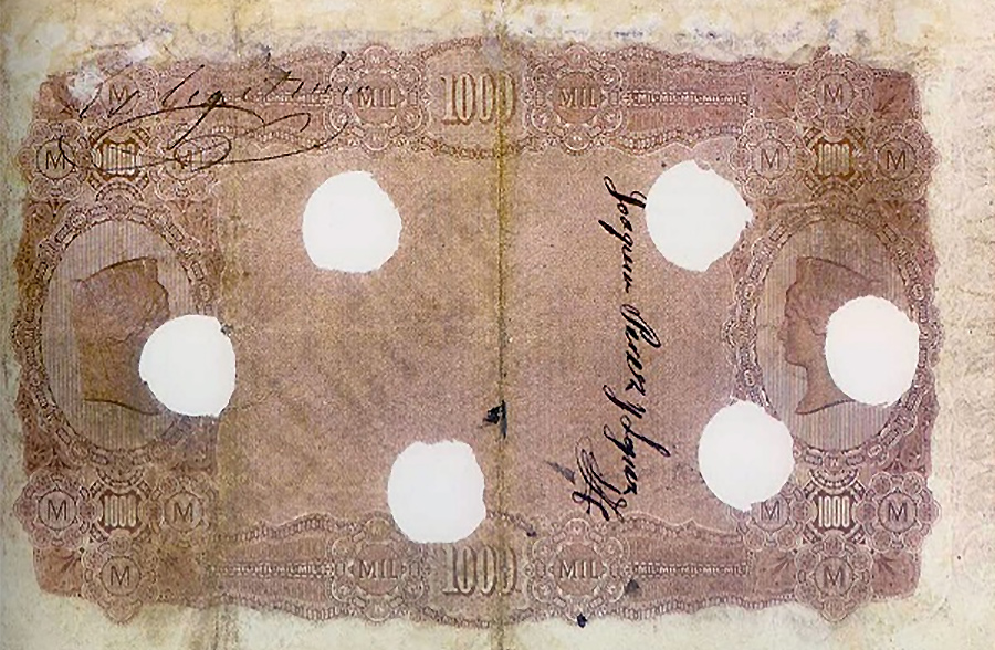 Back of Spain p10a: 1000 Pesetas from 1875